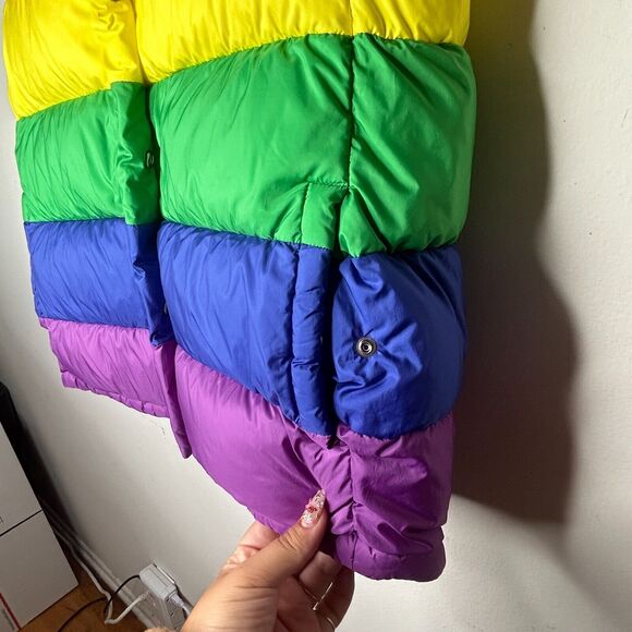 RARE Burberry Rainbow Stripe Down Filled Quilted Puffer Vest Concealed Zip S - Picture 7 of 15